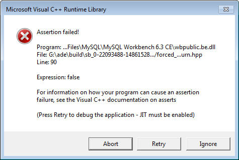 Mysql Bugs Assertion Failed In Wbpublic Be Dll